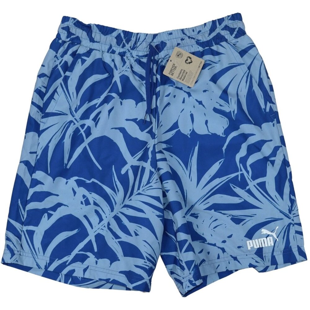 Puma Cobalt Glaze Men's Mesh Lined Drawstring Swim Trunks W/Logo NWT Black M